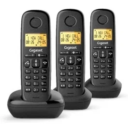 Gigaset Basic 100 TRIO Pack 3 Teléfonos Fijos Inalámbricos DECT L36852-H3206-D211 - Negro con Bloqueador de Llamadas y Manos Libres